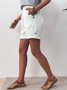 Pocket Stitching Casual Cotton And Linen Shorts