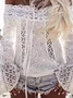 Boho Tie-Dye Pattern Flare Sleeve Cold Shoulder Lace Shirt