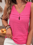 Casual V Neck Buckle Summer Tank Top