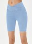 Plain Casual Denim Shorts