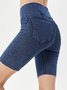 Plain Casual Denim Shorts