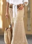 A-Line Bohemia Casual Plain Skirt With No Belt