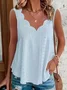 Plus Size Trim V Neck Sleeveless  Women's Tank Top
