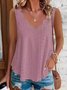 Plus Size Trim V Neck Sleeveless  Women's Tank Top
