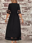 Plain Crew Neck Cotton Casual Dress With No