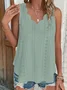 Plus Size Trim V Neck Sleeveless  Women's Tank Top