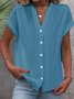 Plain Stand Collar Casual Loose Blouse