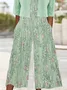 Casual Pocket Stitching Crew Neck Random Print Two-Piece Set