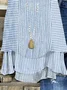 Women's Blue Striped Folds V Neck Daily Casual Top