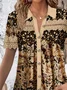 Plus Size Loose Floral Casual V Neck Blouse