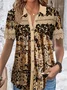 Plus Size Loose Floral Casual V Neck Blouse