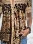 Plus Size Loose Floral Casual V Neck Blouse