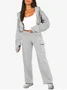 Casual Loose Plain Hoodie Two-Piece Set