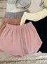 Lace-Up Loose Casual Plain Shorts