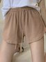 Lace-Up Loose Casual Plain Shorts
