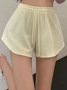 Lace-Up Loose Casual Plain Shorts