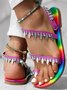 Leaf Pattern Rainbow Ombre Strappy Sandals