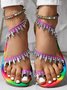Leaf Pattern Rainbow Ombre Strappy Sandals