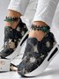 Sports Floral Wedge Heel Casual Shoes