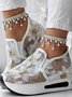 Sports Floral Wedge Heel Casual Shoes
