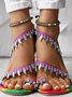 Leaf Pattern Rainbow Ombre Strappy Sandals