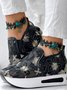 Sports Floral Wedge Heel Casual Shoes