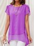 Women's Short Sleeve Shirt Summer Green Chiffon Crew Neck Daily Going Out Top