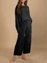 Long Sleeve Casual Loose Plain Two-Piece Set