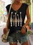 Giraffe Printed Women's Casual V Neck T-Shirt