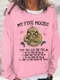 Women's 5 Five Mood Letters Owl Casual Sweatshirt