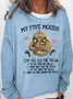 Women's 5 Five Mood Letters Owl Casual Sweatshirt