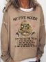 Women's 5 Five Mood Letters Owl Casual Sweatshirt