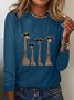 Cotton-Blend Casual Loose Deer T-Shirt