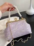 Elegant Imitation Pearl Beaded Handbag Clutch Bag with Detachable Crossbody Strap