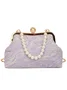 Elegant Imitation Pearl Beaded Handbag Clutch Bag with Detachable Crossbody Strap