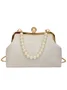 Elegant Imitation Pearl Beaded Handbag Clutch Bag with Detachable Crossbody Strap