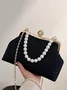 Elegant Imitation Pearl Beaded Handbag Clutch Bag with Detachable Crossbody Strap