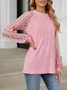 Casual Lace Loose Crew Neck Blouse