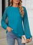 Casual Lace Loose Crew Neck Blouse