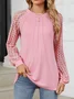Casual Lace Loose Crew Neck Blouse