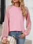 Casual Lace Loose Crew Neck Blouse