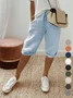 Casual Pocket Stitching Plain Loose Pants