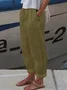 Casual Loose Plain Cotton Turnip Pants With Pockets For Women