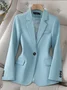 Casual Loose Plain Buckle Blazer