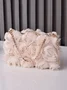 Elegant Mesh Rose Applique Clutch Bag with Rhinestone Handle