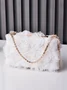 Elegant Mesh Rose Applique Clutch Bag with Rhinestone Handle