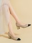 Breathable Mesh Fabric Block Heel Shallow Pumps