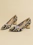 Breathable Mesh Fabric Block Heel Shallow Pumps