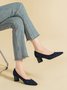 Breathable Mesh Fabric Block Heel Shallow Pumps