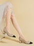 Breathable Mesh Fabric Block Heel Shallow Pumps